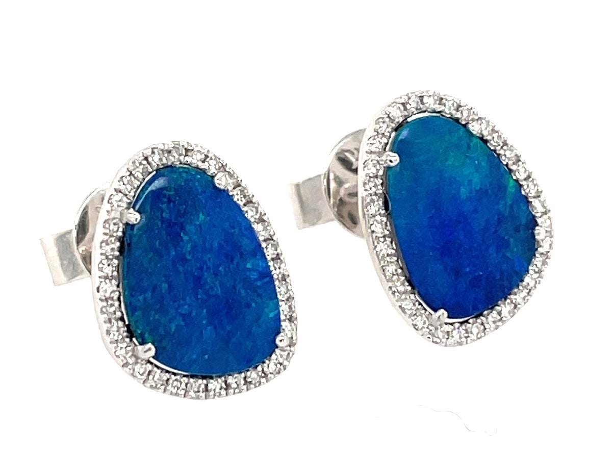 OPAL DOUBLET & DIAMOND EARRING