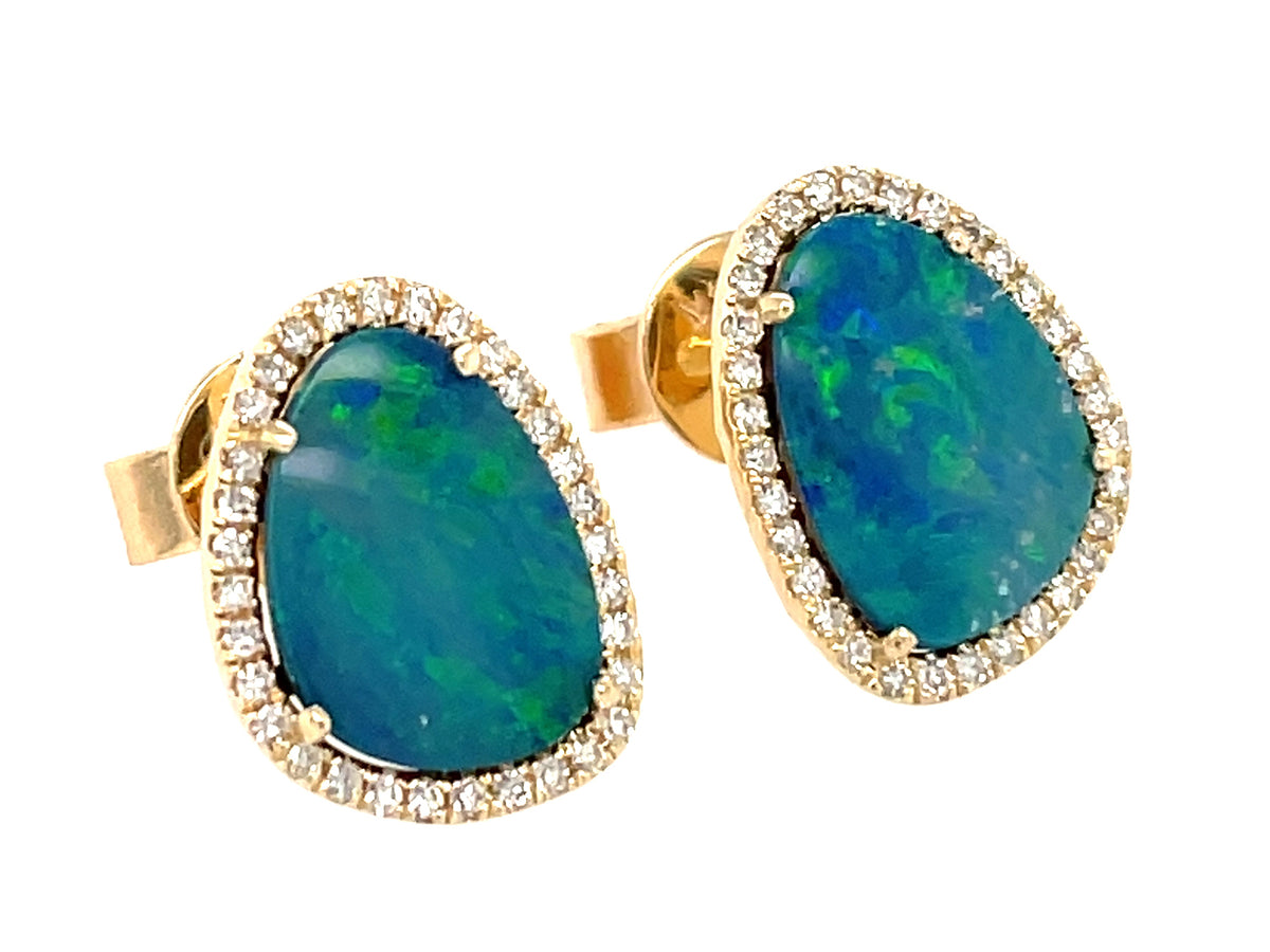 OPAL DOUBLET & DIAMOND EARRING