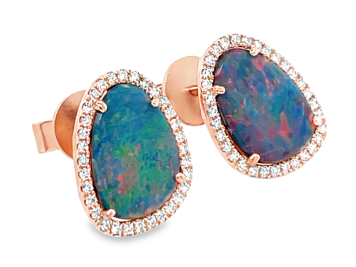 OPAL DOUBLET & DIAMOND EARRING