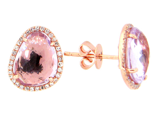 AMETHYST & DIAMOND EARRING, 14KR (H)