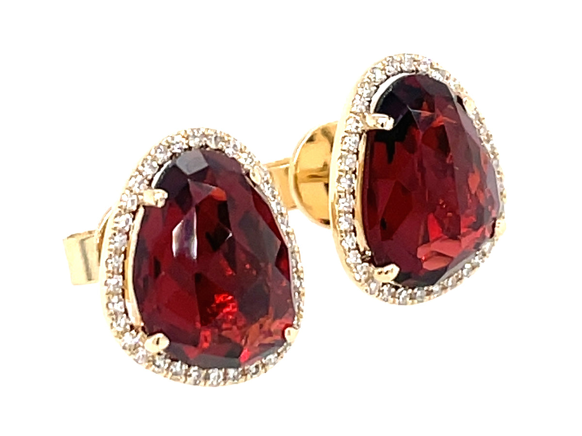GARNET & DIAMOND HALO STUD EARRING