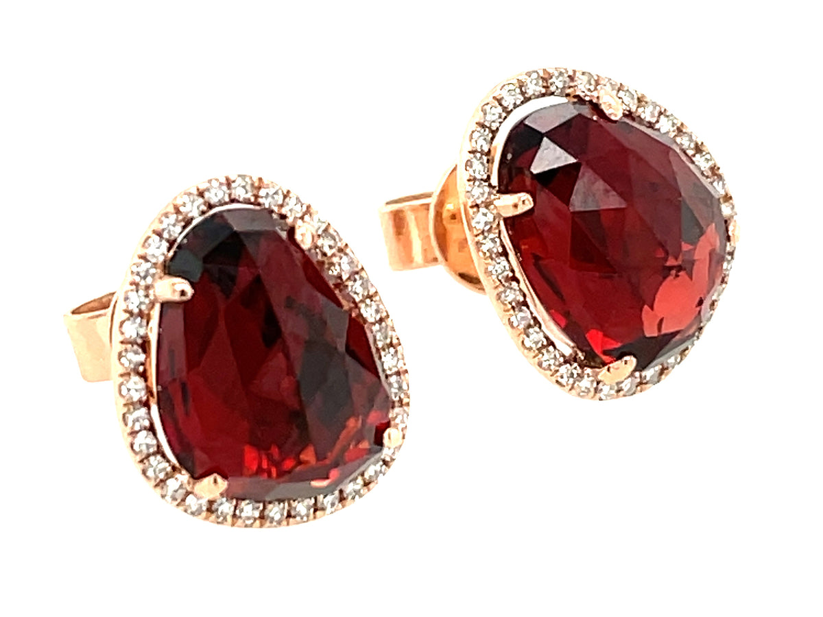 GARNET & DIAMOND HALO STUD EARRING