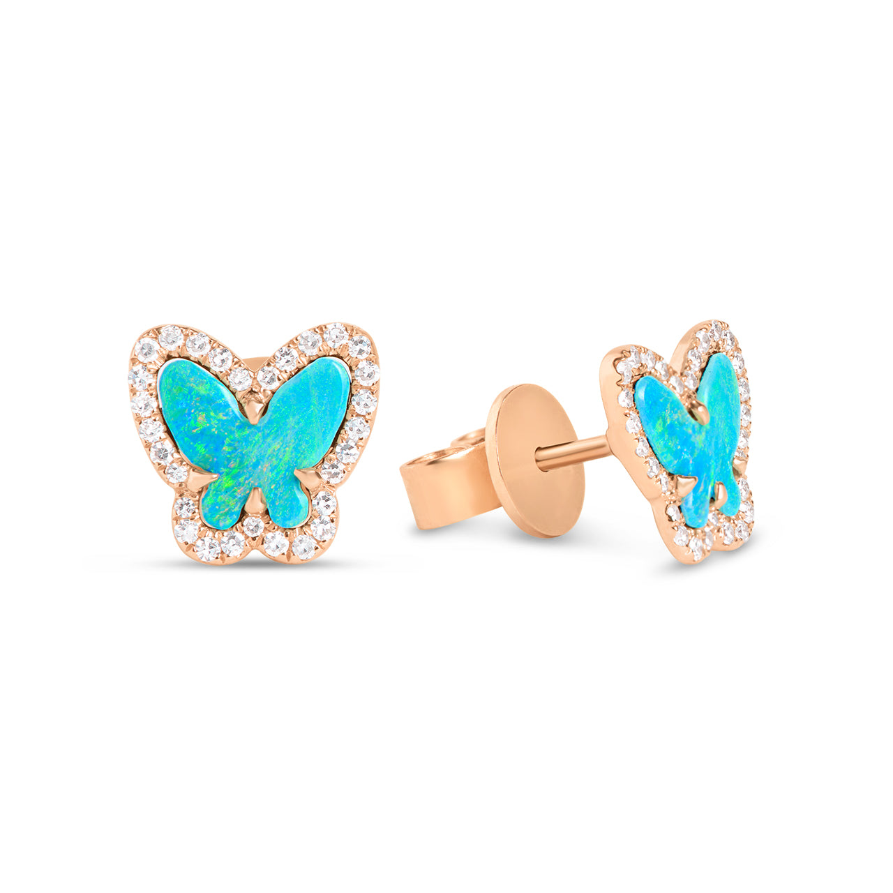 Opal & Diamond Butterfly Stud Earring
