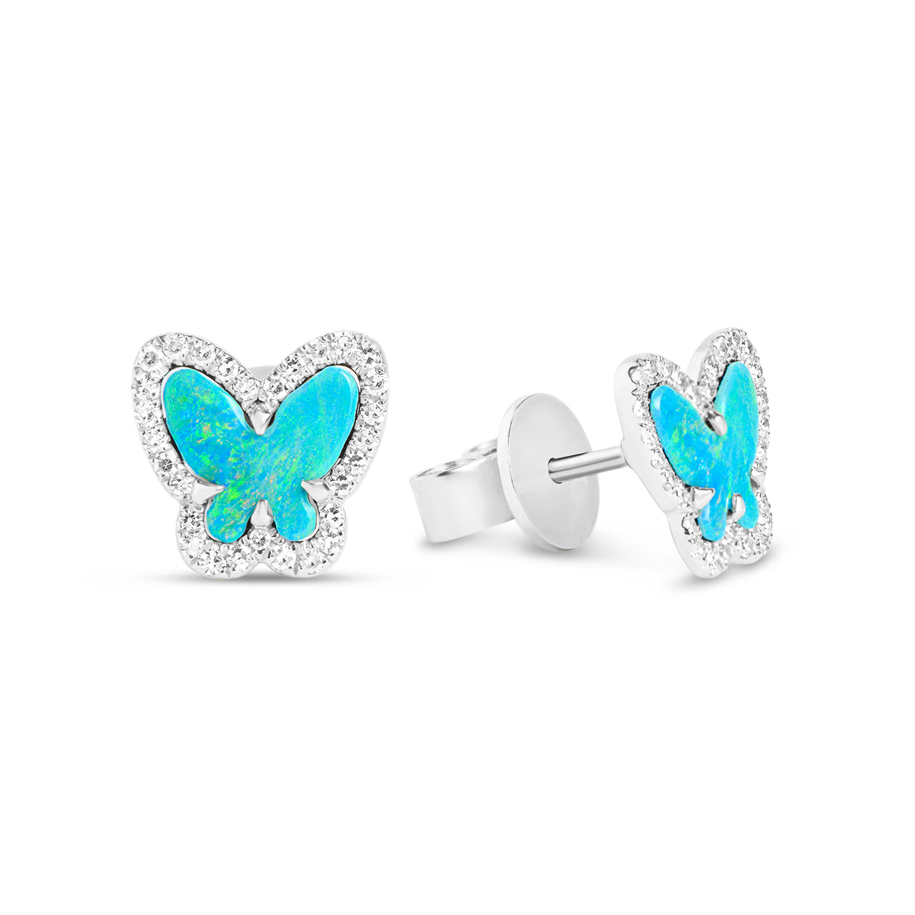 Opal & Diamond Butterfly Stud Earring