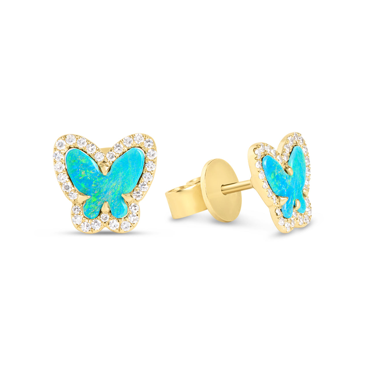 Opal & Diamond Butterfly Stud Earring