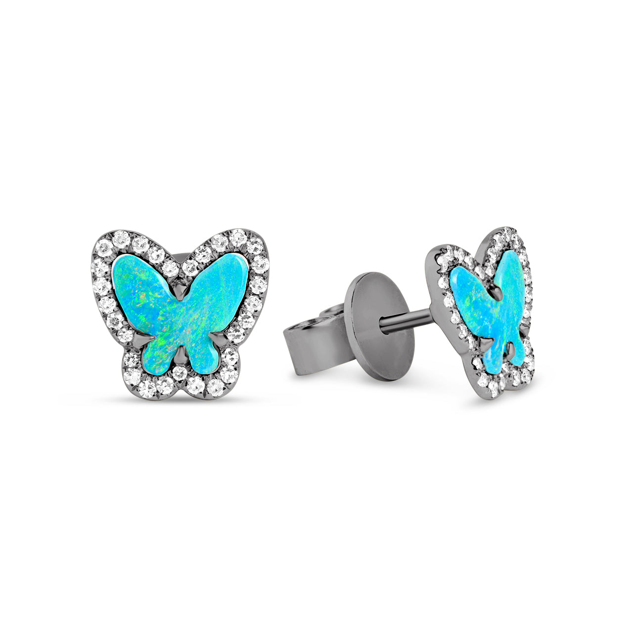 Opal & Diamond Butterfly Stud Earring