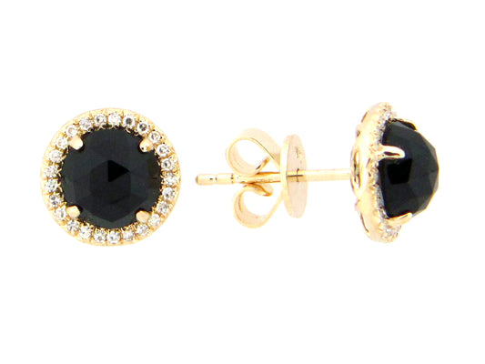 BLACK ONYX & DIAMOND STUD EARRING