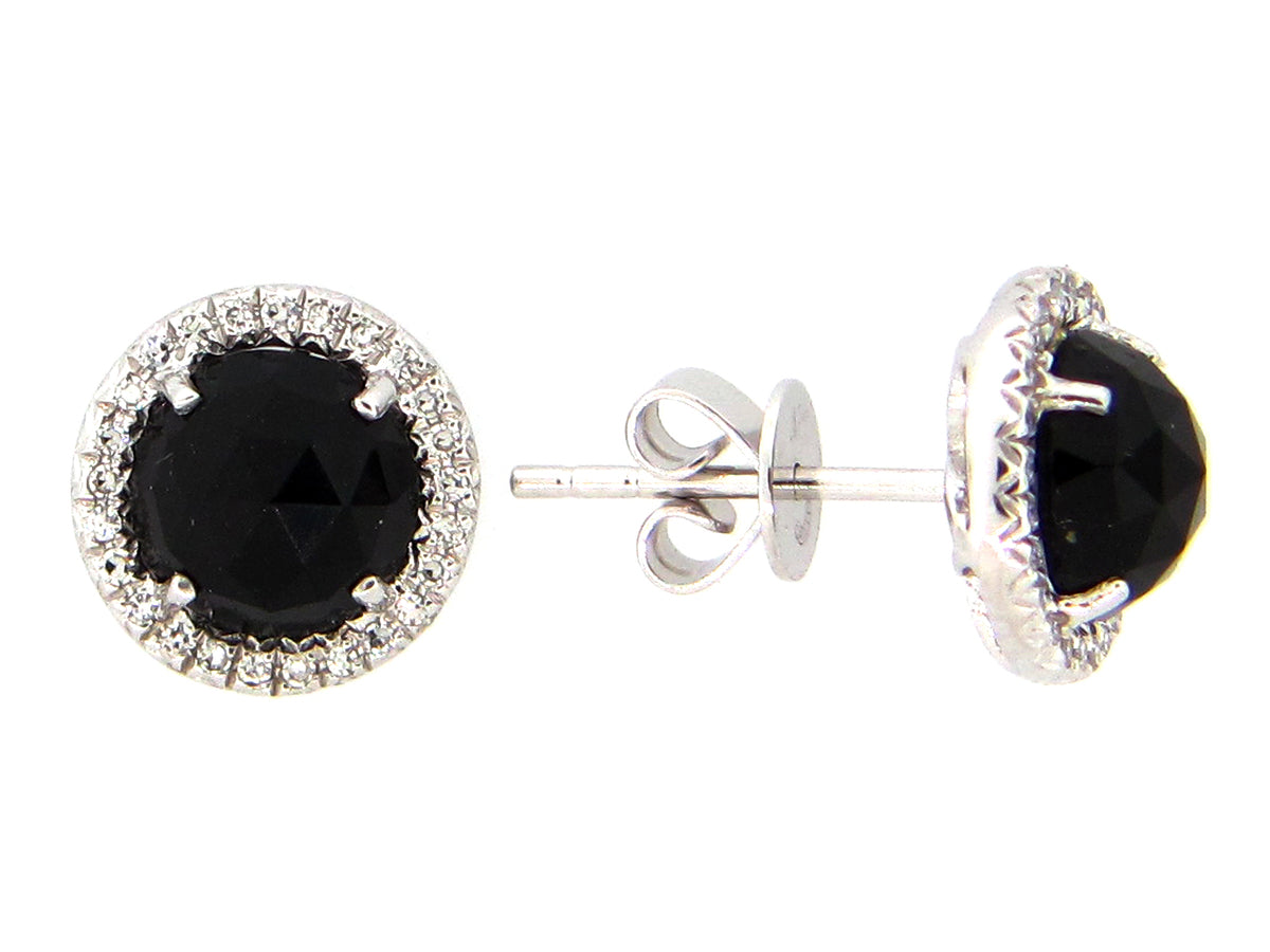 BLACK ONYX & DIAMOND STUD EARRING