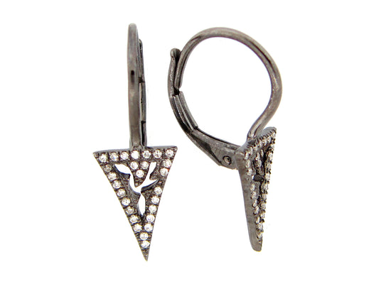 DIAMOND TRIANGLE EARRING, 14K BLACK FINISH (N)