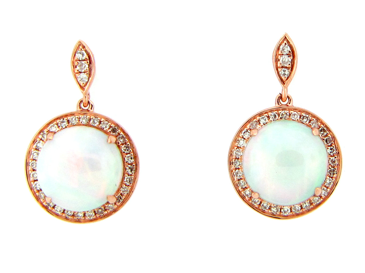 OPAL ROUND & DIAMOND HALO EARRING