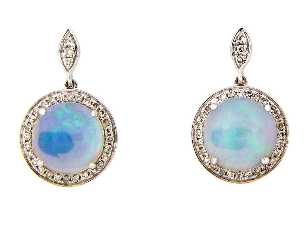 OPAL ROUND & DIAMOND HALO EARRING