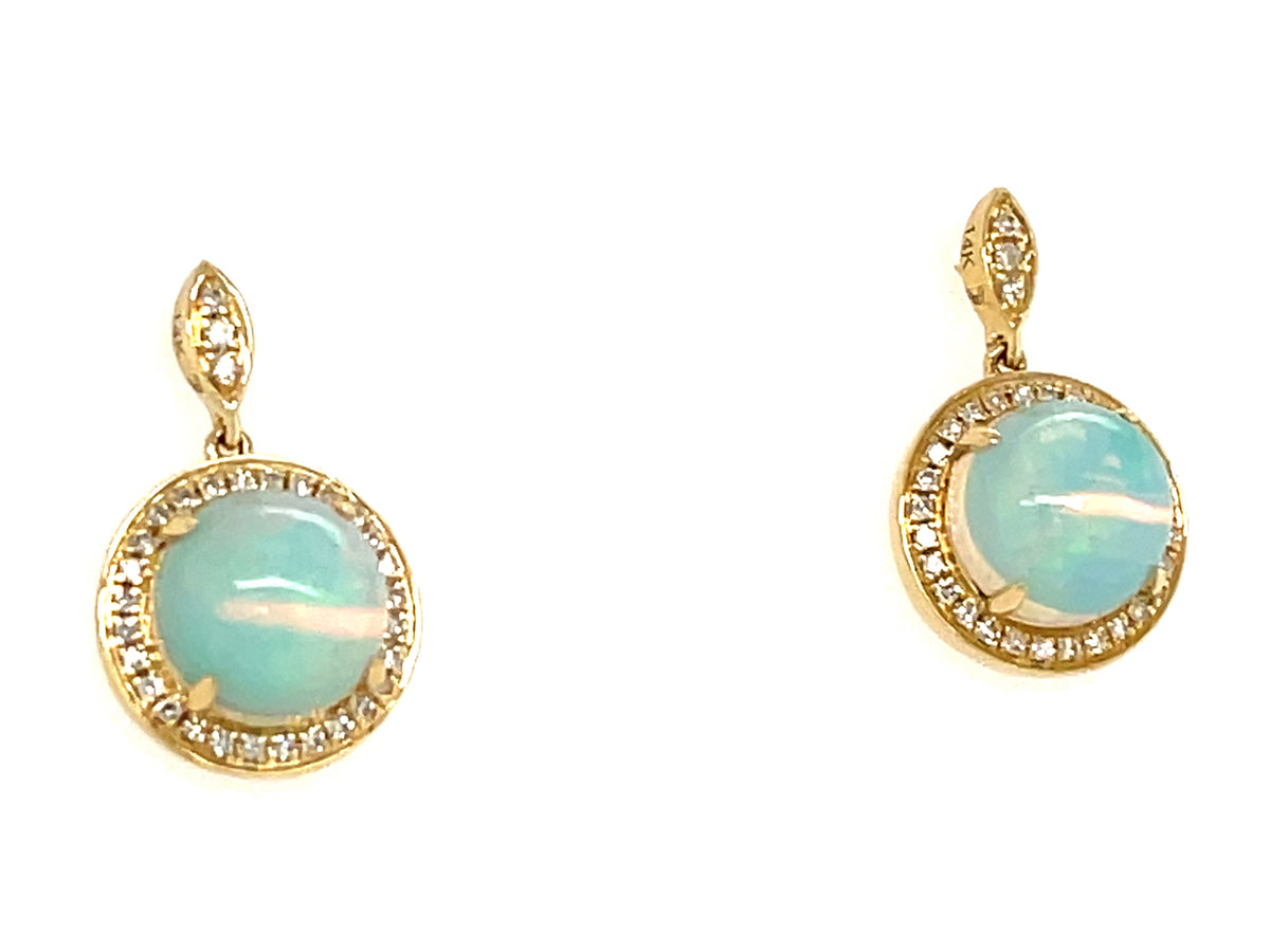 OPAL ROUND & DIAMOND HALO EARRING
