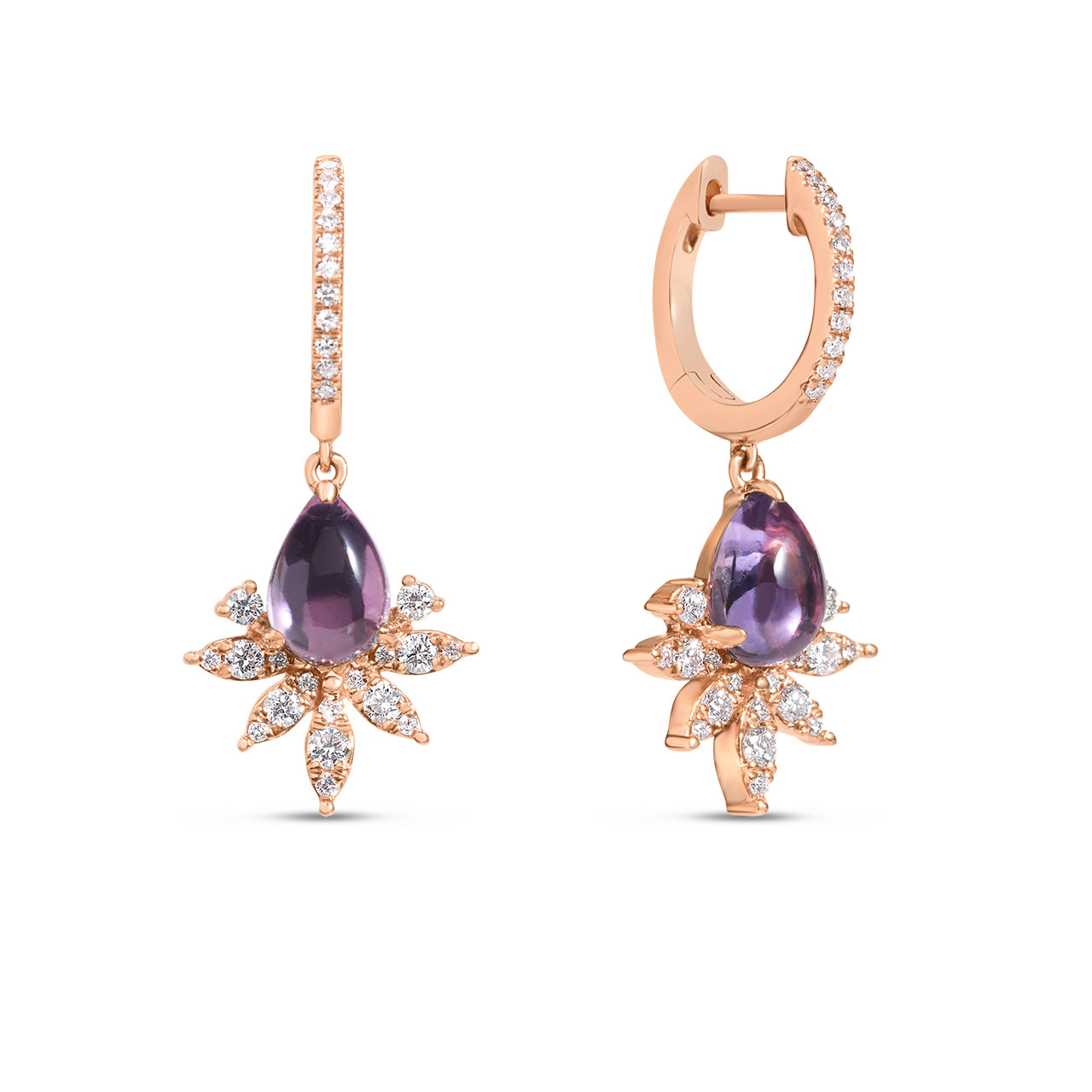 Amethyst & Diamond Budding Dangle Earring