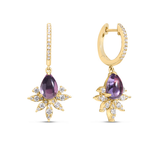 Amethyst & Diamond Budding Dangle Earring
