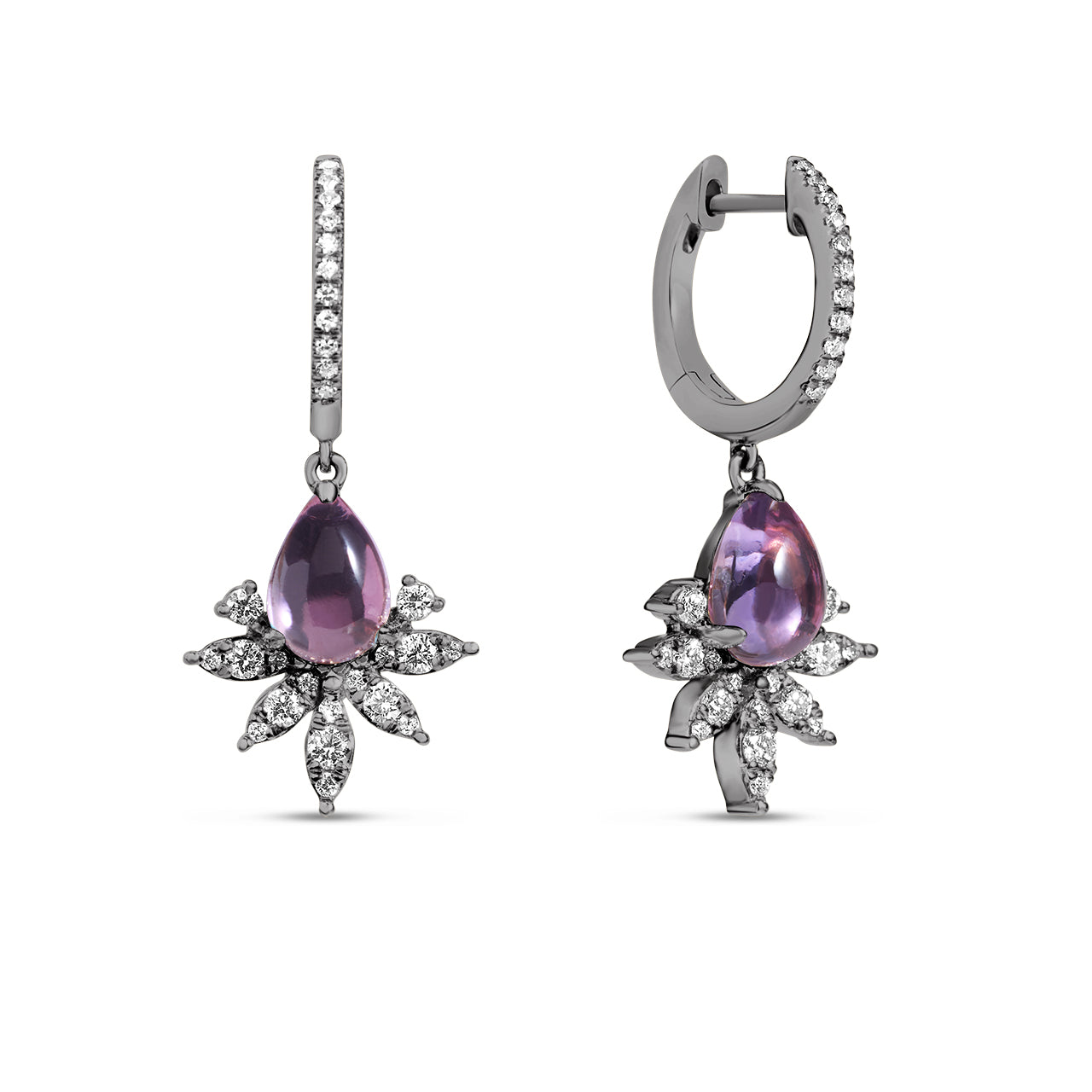 Amethyst & Diamond Budding Dangle Earring
