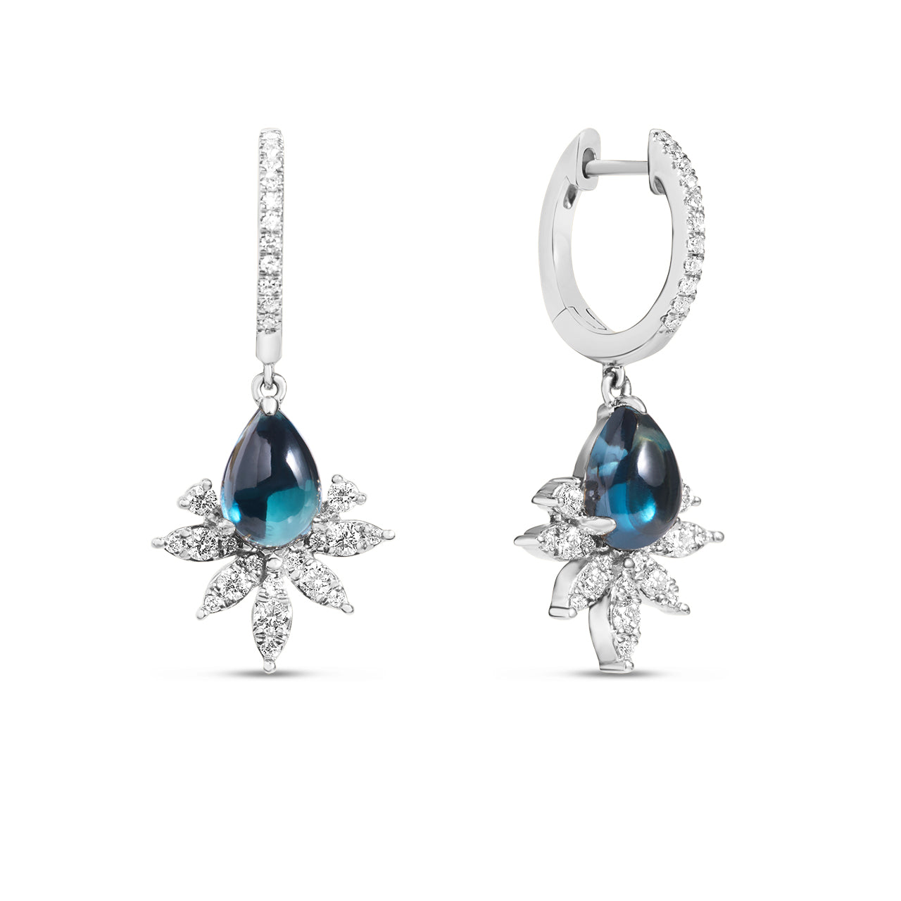 Blue Topaz & Diamond Budding Dangle Earring