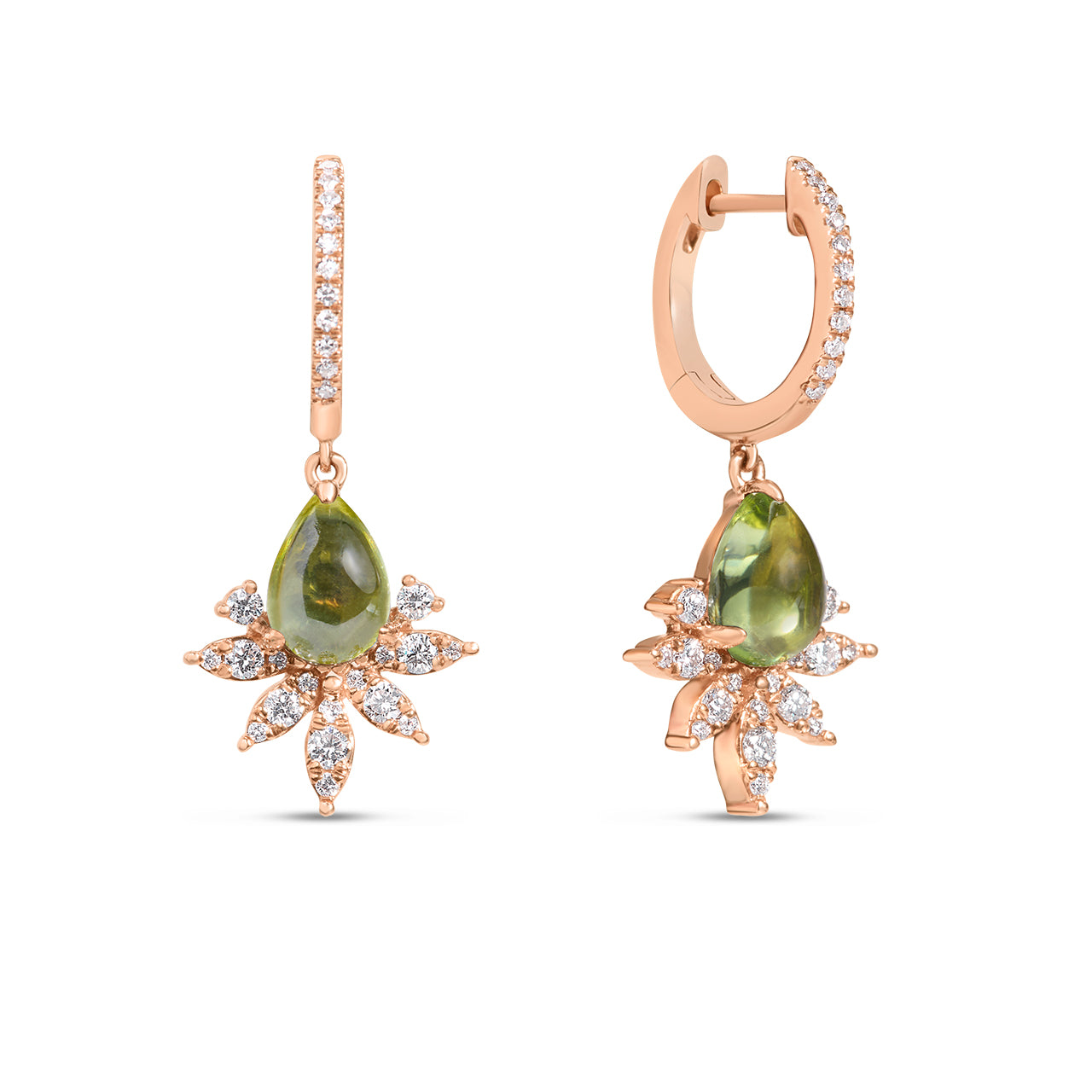 Peridot & Diamond Budding Dangle Earring