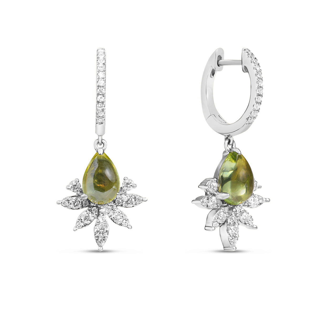 Peridot & Diamond Budding Dangle Earring