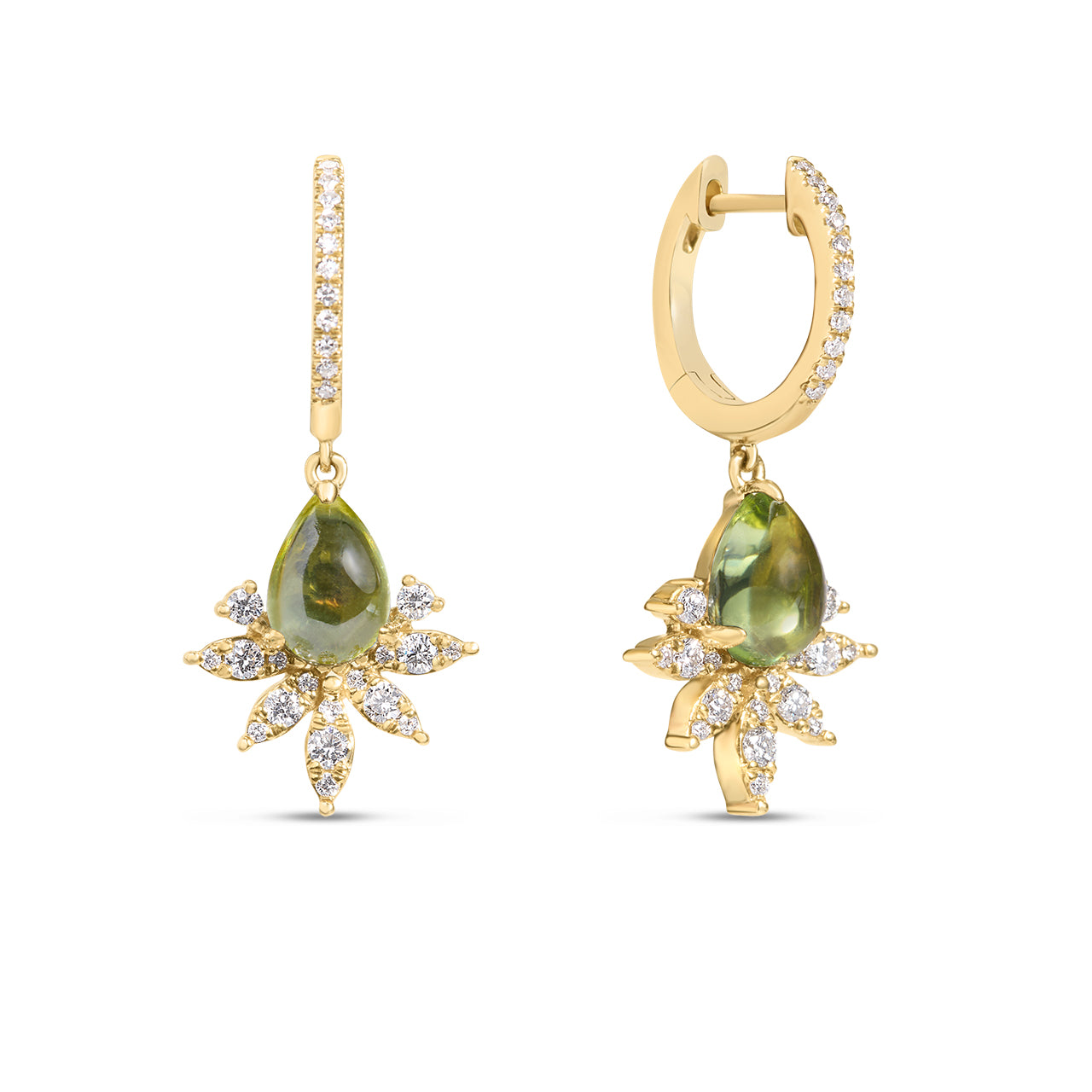 Peridot & Diamond Budding Dangle Earring