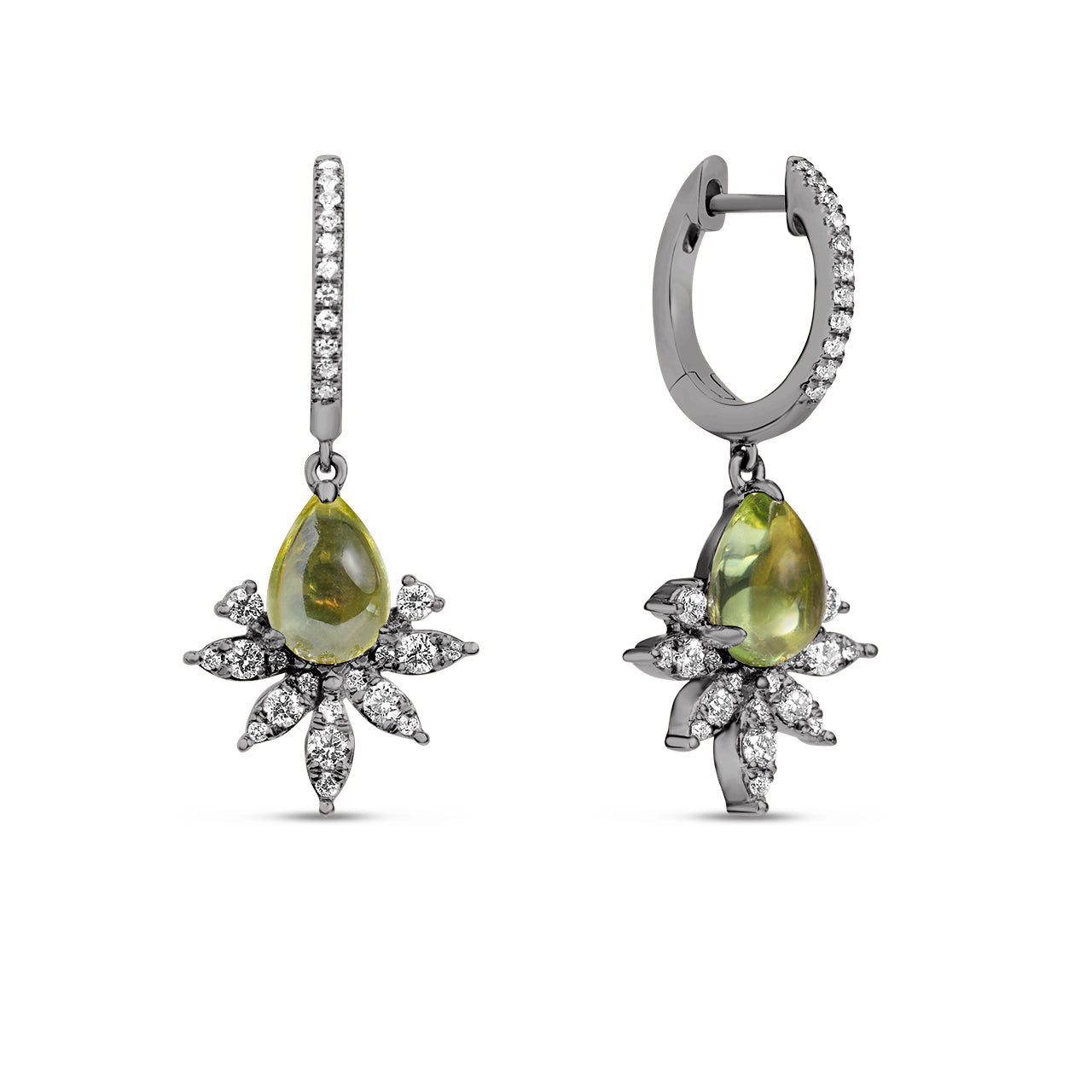 Peridot & Diamond Budding Dangle Earring