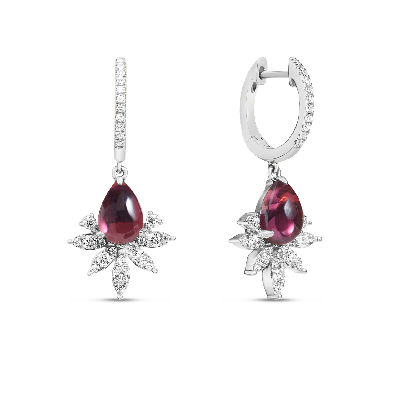 Pink Tourmaline & Diamond Budding Dangle Earring
