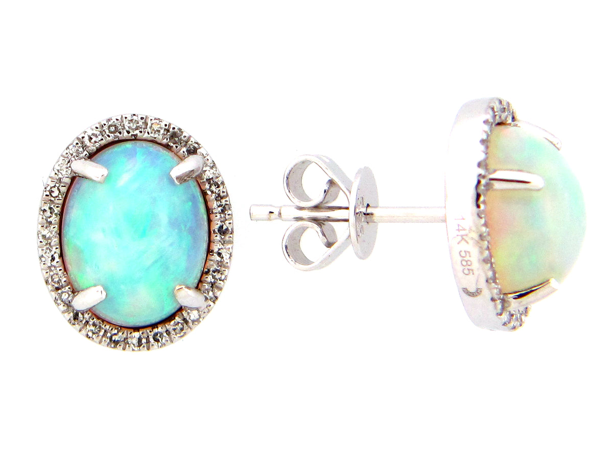 OPAL & DIAMOND HALO STUD EARRING