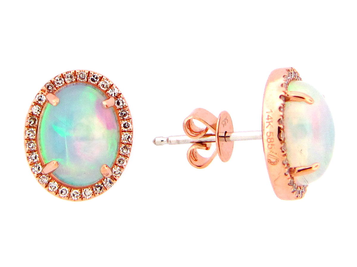 OPAL & DIAMOND HALO STUD EARRING