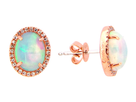 OPAL & DIAMOND HALO STUD EARRING