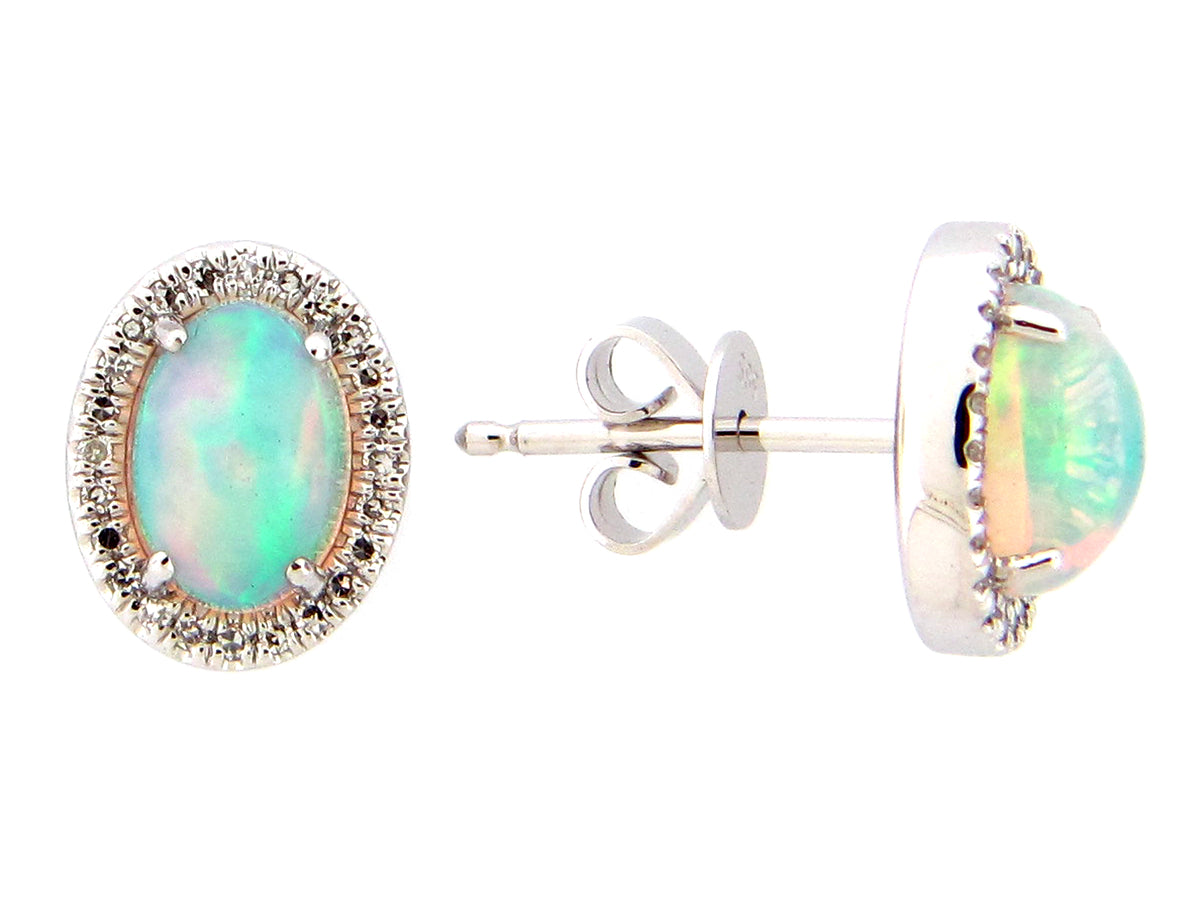 OPAL & DIAMOND HALO STUD EARRING