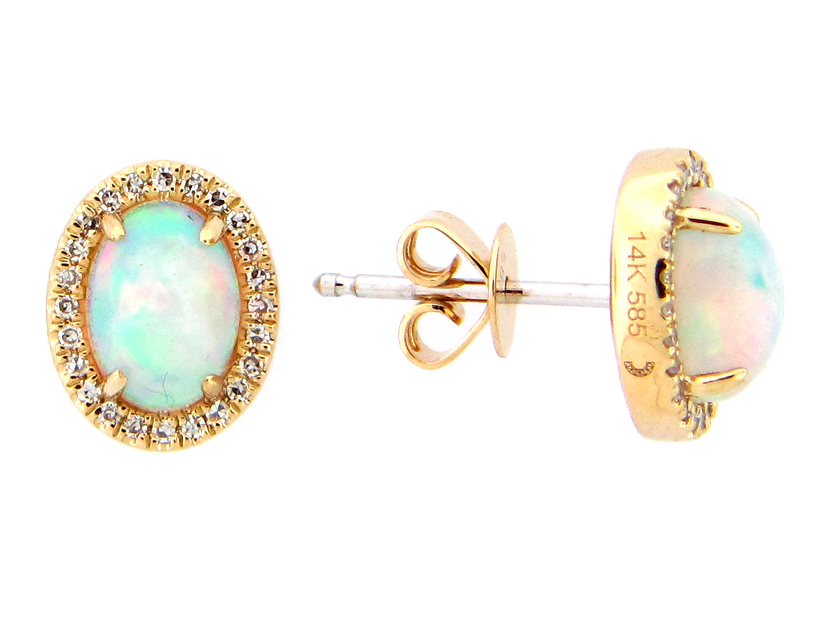 OPAL & DIAMOND HALO STUD EARRING