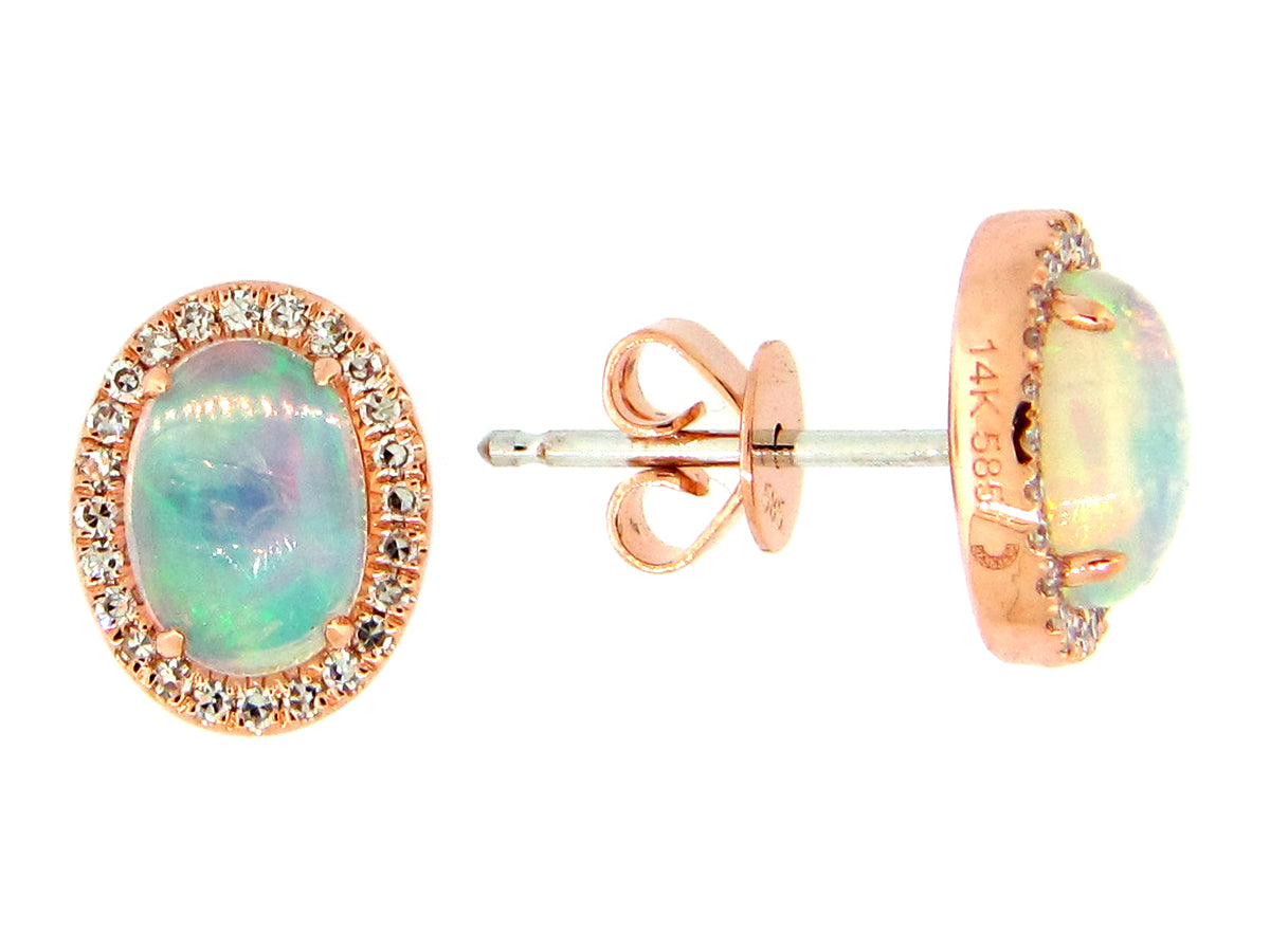 OPAL & DIAMOND HALO STUD EARRING