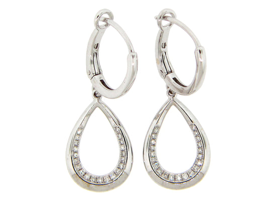 DIAMOND TEAR DROP EARRING, 14KW (N)