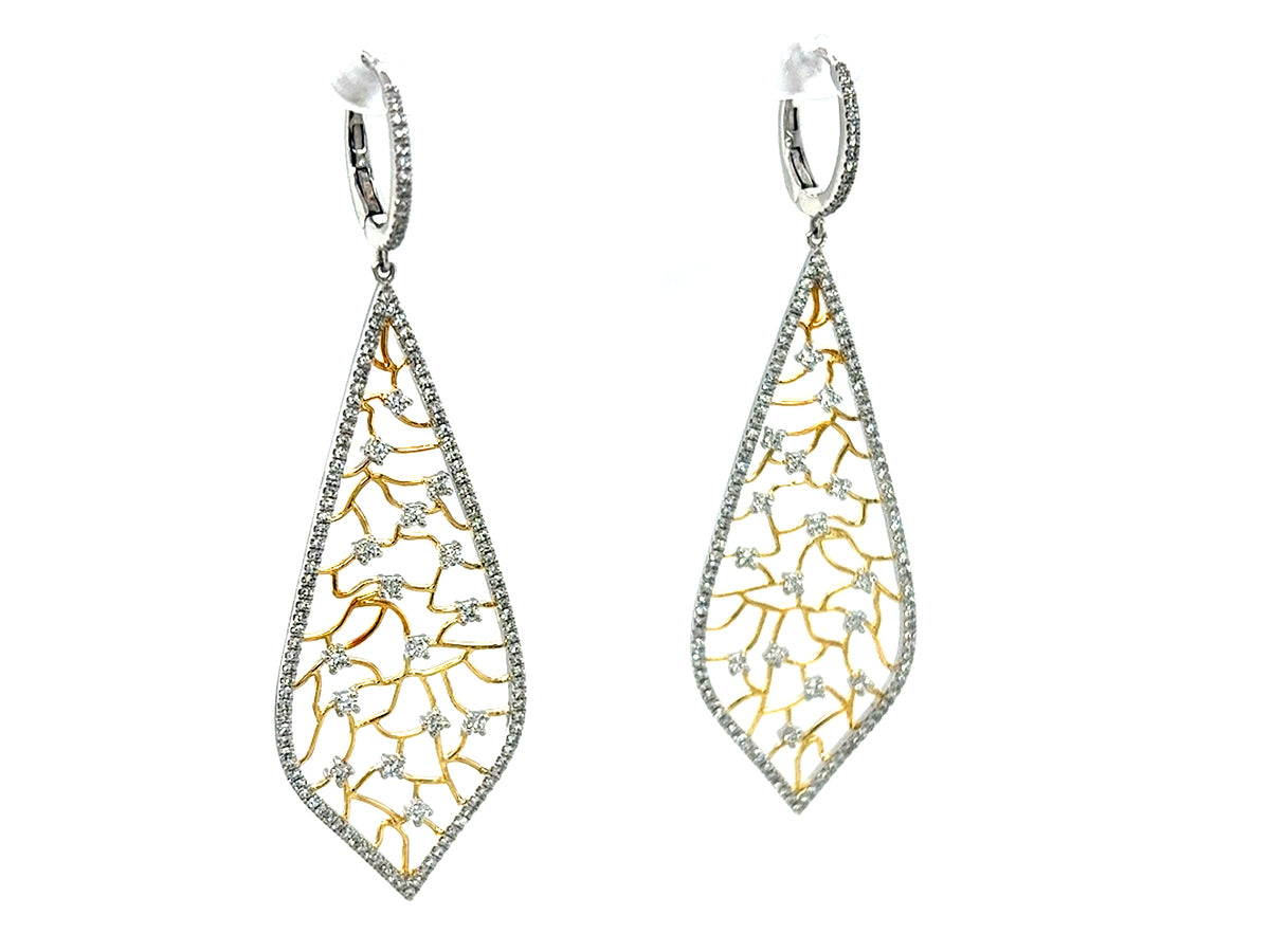 Diamond Lattice Pear Dangle Earring, 50x20mm