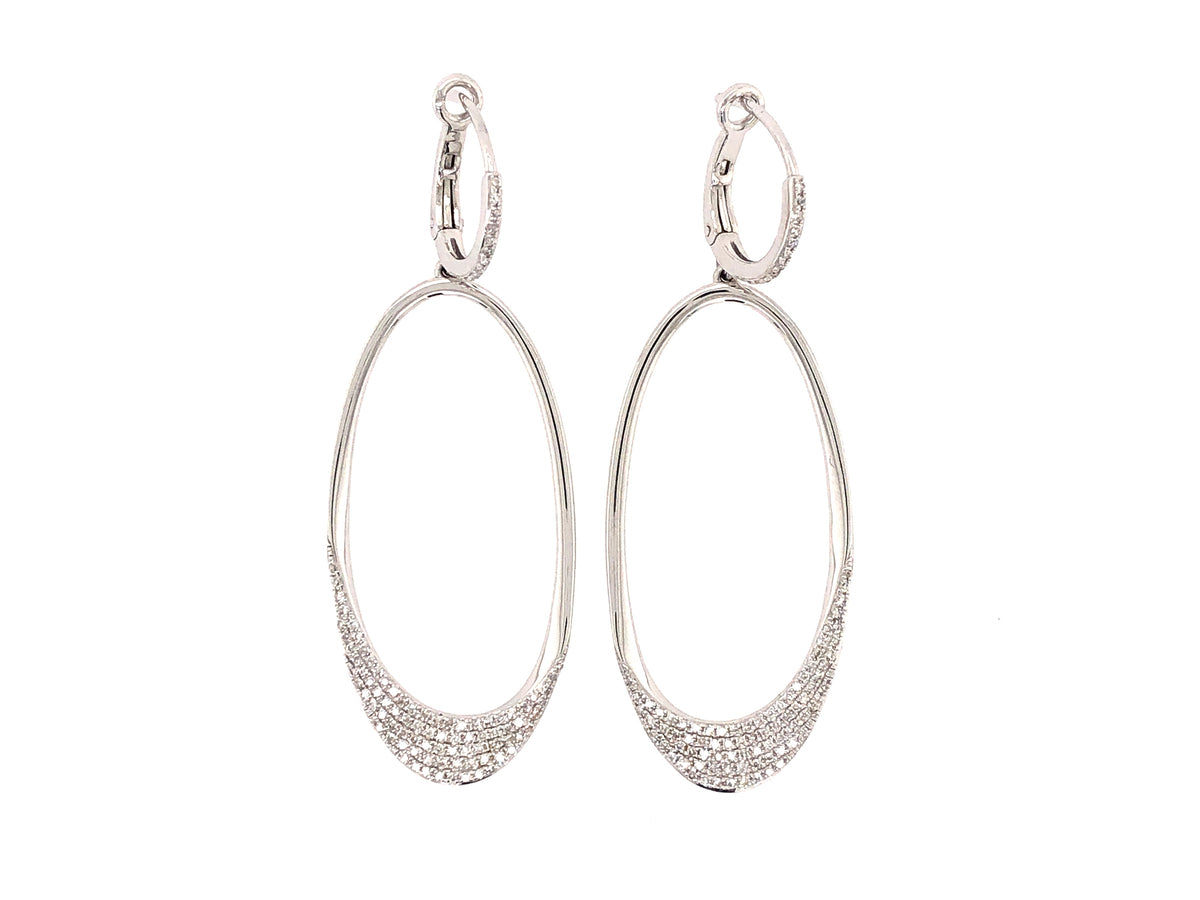 DIAMOND OVAL DANGLE EARRING, 14KW (N)