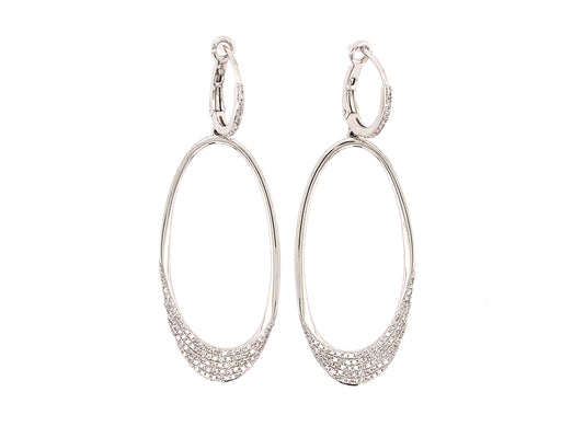 DIAMOND OVAL DANGLE EARRING, 14KW (N)