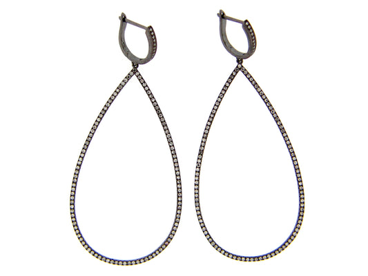 Diamond Large Open Pear Earring, Black Finish, 14k (N)