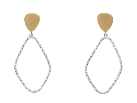 DIAMOND OPEN PEAR DANGLE EARRING, SATIN FINISH