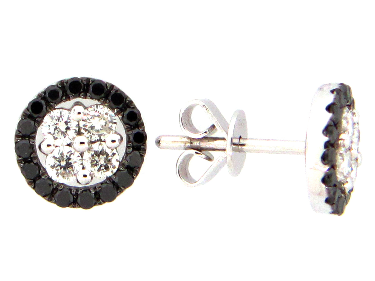 BLACK & WHITE DIAMOND DISC STUD EARRING