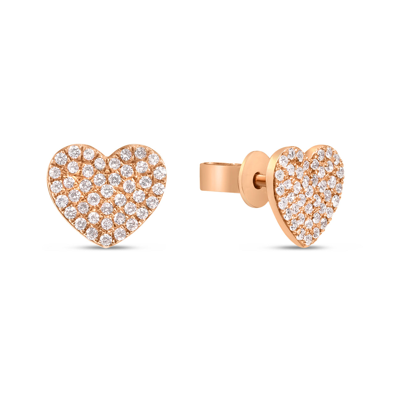 Diamond Pave Heart Stud Earring