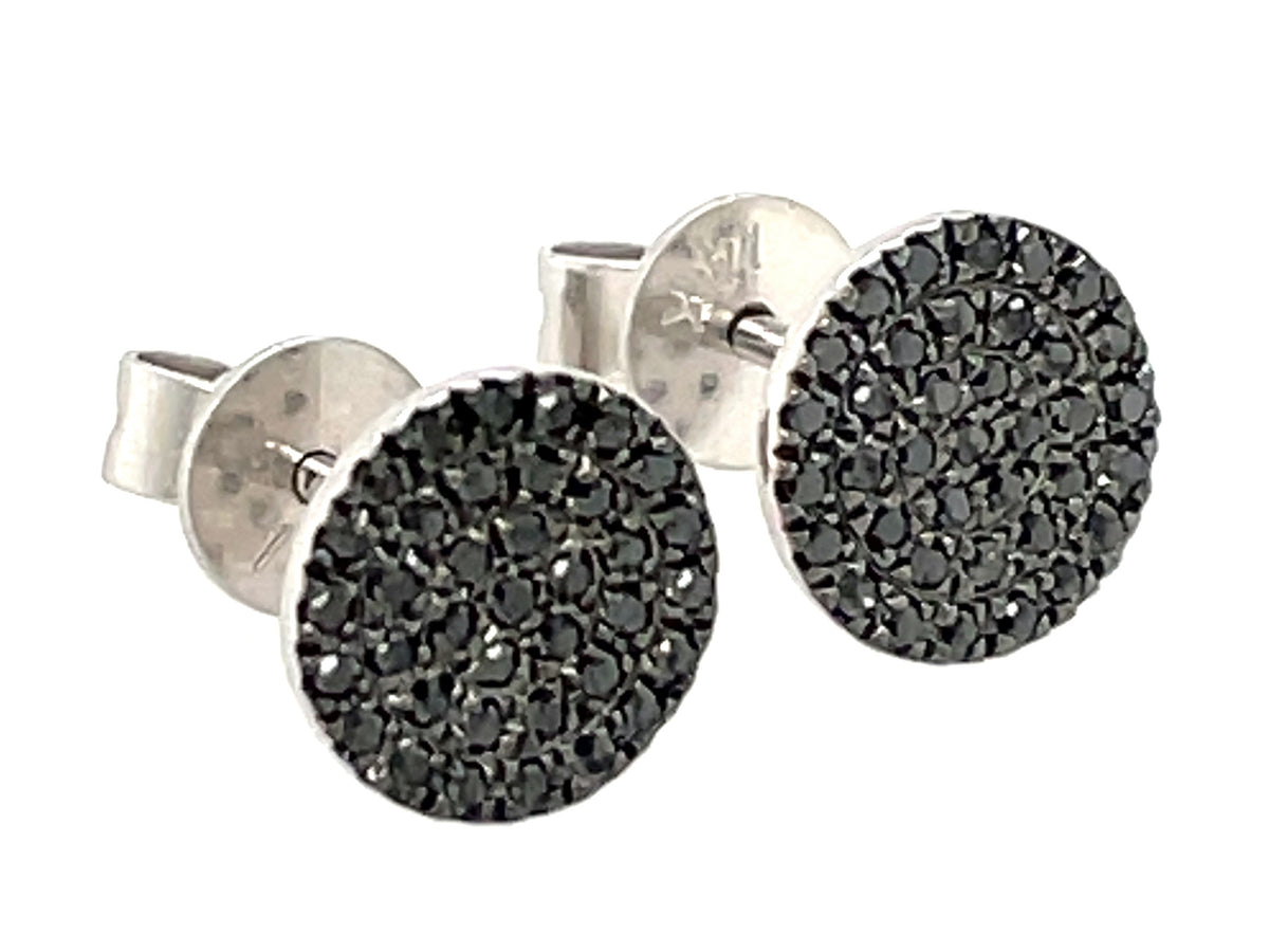 BLACK DIAMOND PAVE DISC EARRING, 14KW