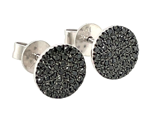 BLACK DIAMOND PAVE DISC EARRING, 14KW