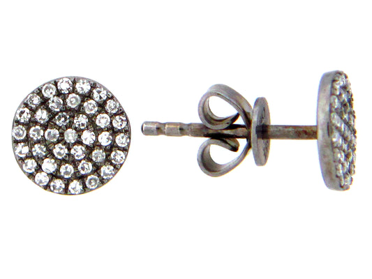 DIAMOND PAVE DISC EARRING, 14K BLACK FINISH, 7.1MM, (N)