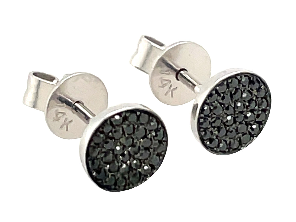 BLACK DIAMOND PAVE DISC EARRING, 5.8MM