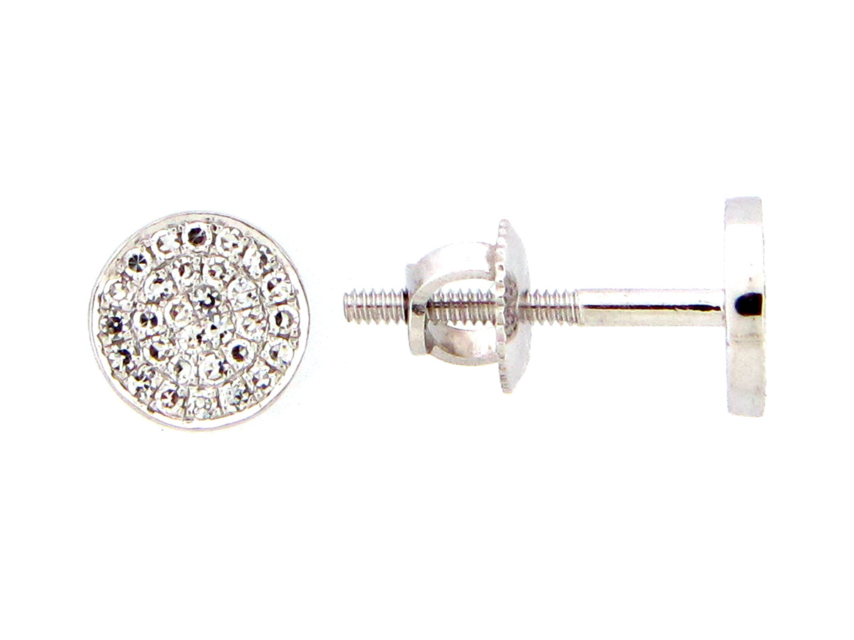 DIAMOND PAVE DISC EARRING, SCREW BACK, 5.8MM, 14KW