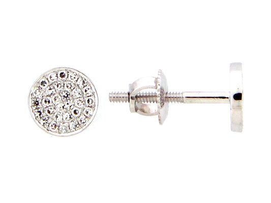 DIAMOND PAVE DISC EARRING, SCREW BACK, 5.8MM, 14KW
