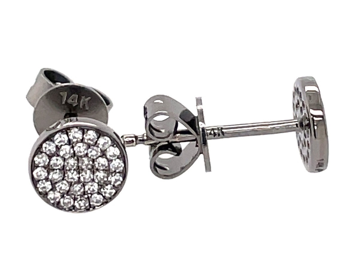 DIAMOND PAVE DISC EARRING, 5.8MM, 14K BLACK FINISH, (N)