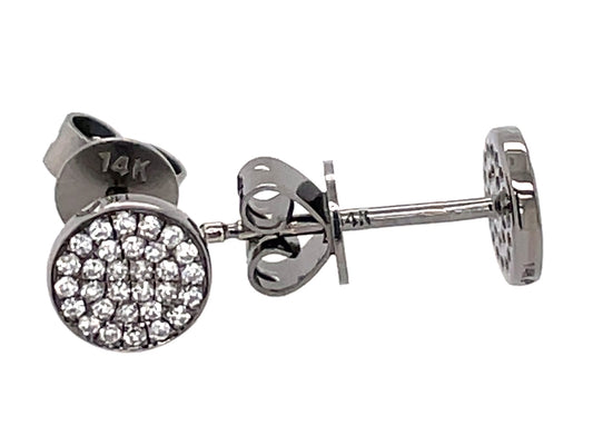DIAMOND PAVE DISC EARRING, 5.8MM, 14K BLACK FINISH, (N)