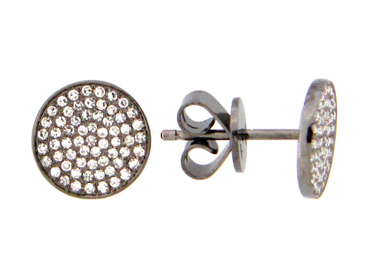 DIAMOND DISC 8.7MM EARRING, 14K BLACK FINISH (N)