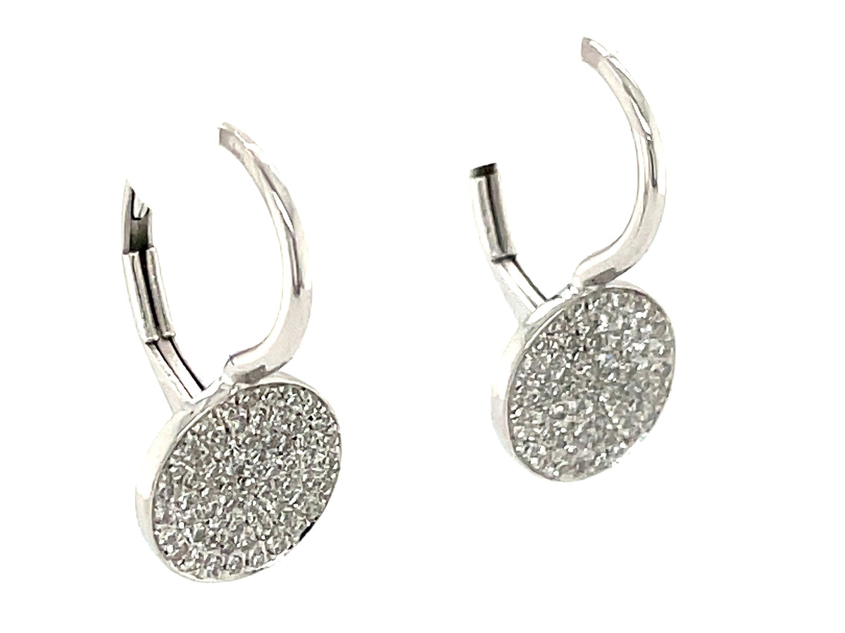 DIAMOND PAVE DISC LEVER BACK EARRING