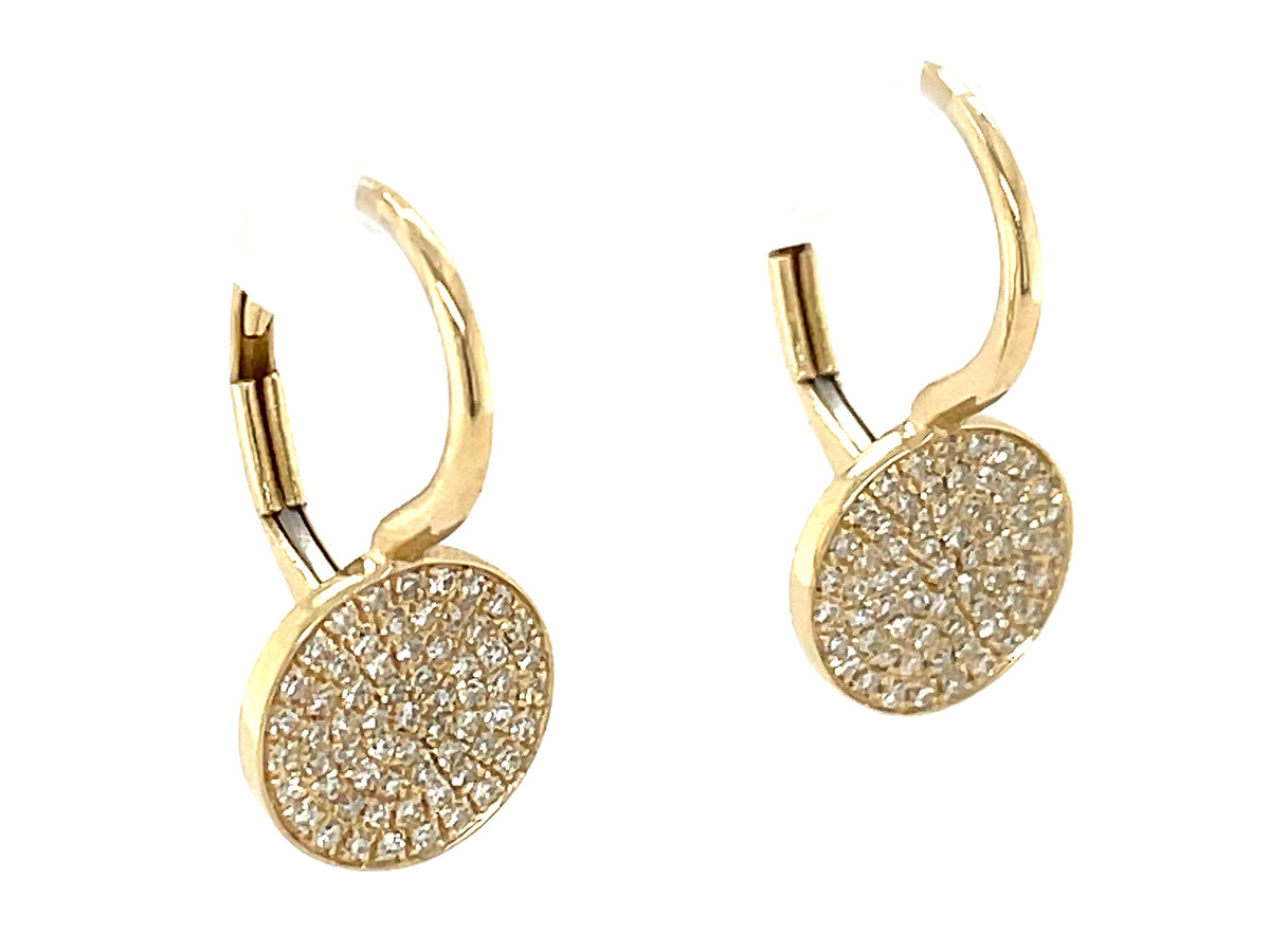DIAMOND PAVE DISC LEVER BACK EARRING